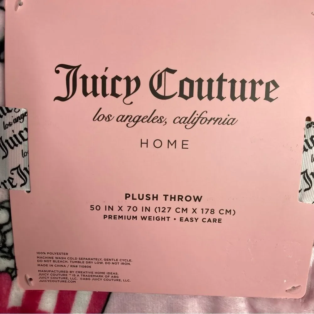 Juicy Couture Blanket Pink Sweets Ice Cream Plush Throw 50” x 70” NWT Soft